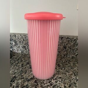 Tupperware Insulated Tumbler pink Dripless Lid w/straw hole